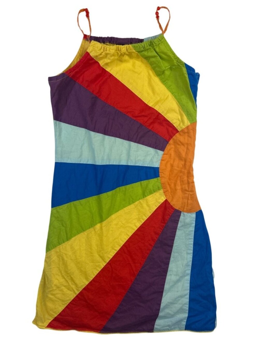 Gap Kids Sundress Girls Sz 10 Rainbow Patchwork Beaded Straps Boho Dress Summer